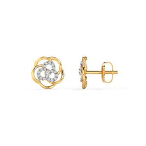 Floweret Cluster Diamond Stud Earrings - Image 2