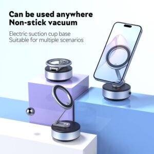WONEW ZJ43 Pro Multi-Function 360 Rotating Magnetic Car Phone Mount Portable Vacuum Phone Holder with Electric Suction Cup Magnet Desktop Travel Tripod Stand for Navigation Outdoor Vlog（Better for Travel） - Image 2