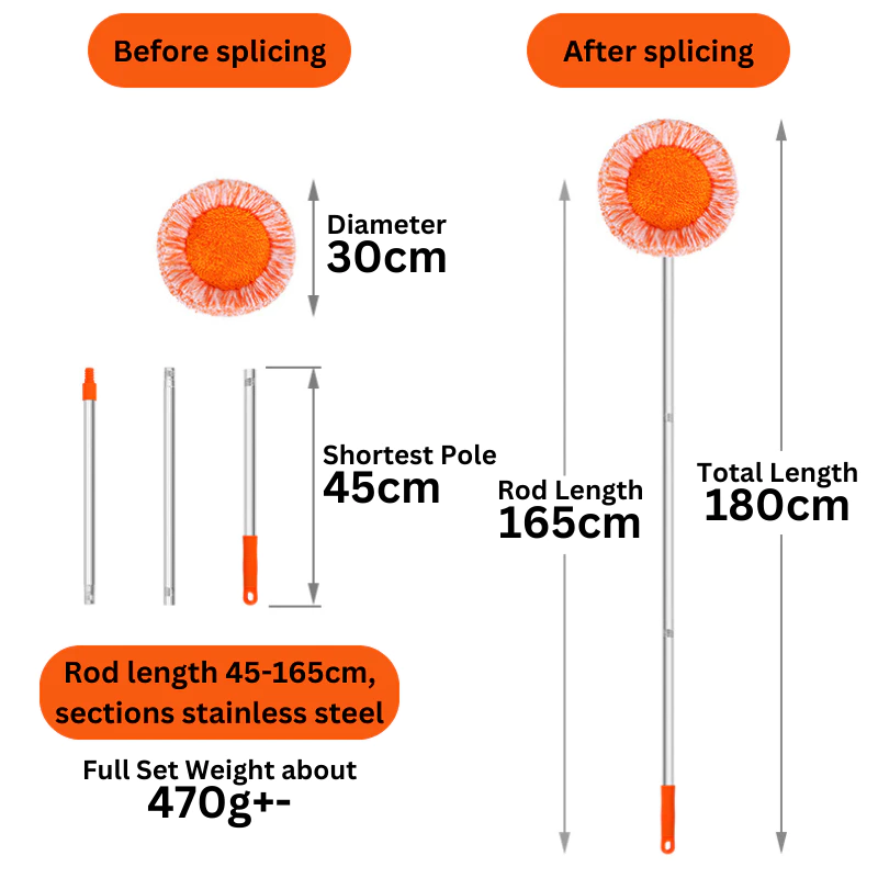 Sunflower mop longer Ceiling Fan Duster Absorb Dust mop180cm Adjustable Telescopic Removable Washable Super Cilia Superfine Fiber Wall Cabinet Window Clean tool - Image 8