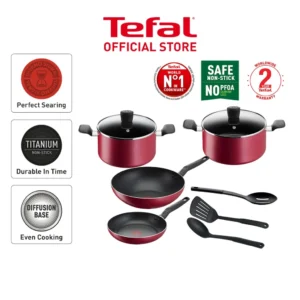 Tefal Supercook 9pcs set (Frypan 24cm, Wokpan 28cm, Stewpot 22cm & 24cm, 3 Spatulas) - Image 2