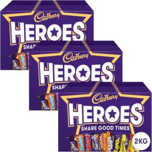 Cadbury Heroes Chocolate Bulk Sharing Box 2 kg Milchschokoladen einzeln verpackt (Pack von 3) - Knapdirect